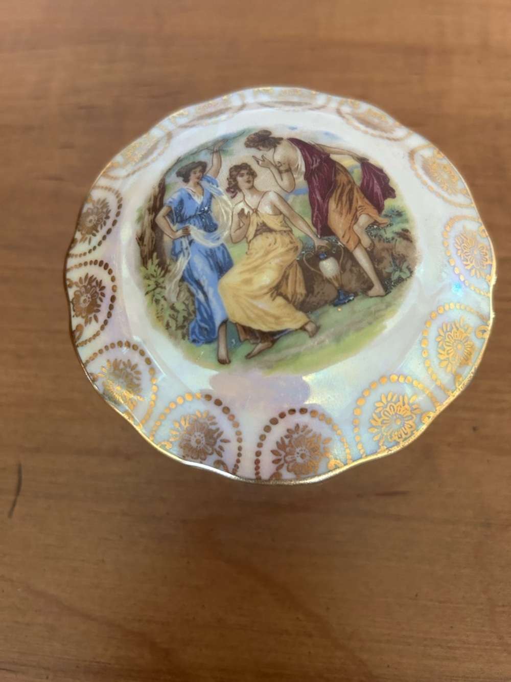 Vintage Decorative Porcelain Trinket Dish - Multicolor